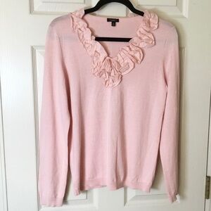 Talbots Pink Ruffled Silk Blend Sweater -  Medium